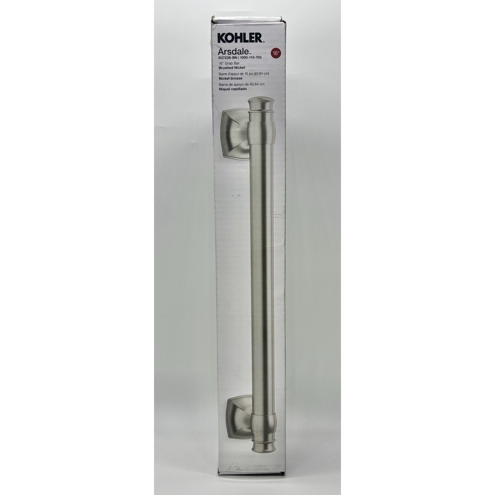 Kohler Arsdale R27238-BN 16" Grab Bar Brushed Nickel Bathroom Safety Rail ADA